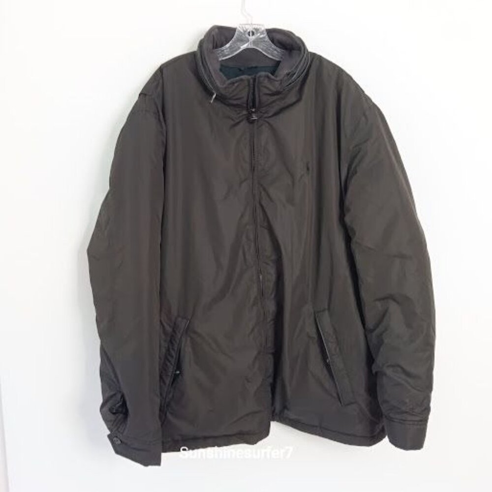 Polo Ralph Lauren Mens 3XLT Jacket Black Polyester/Cotton Zipper Up Button Cuff